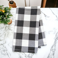 Buffalo Check Kitchen Hand Towel 17x24 Black White Cotton Farmhouse BandsCo Straps