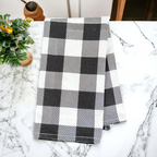 Buffalo Check Kitchen Hand Towel 17x24 Black White Cotton Farmhouse BandsCo Straps