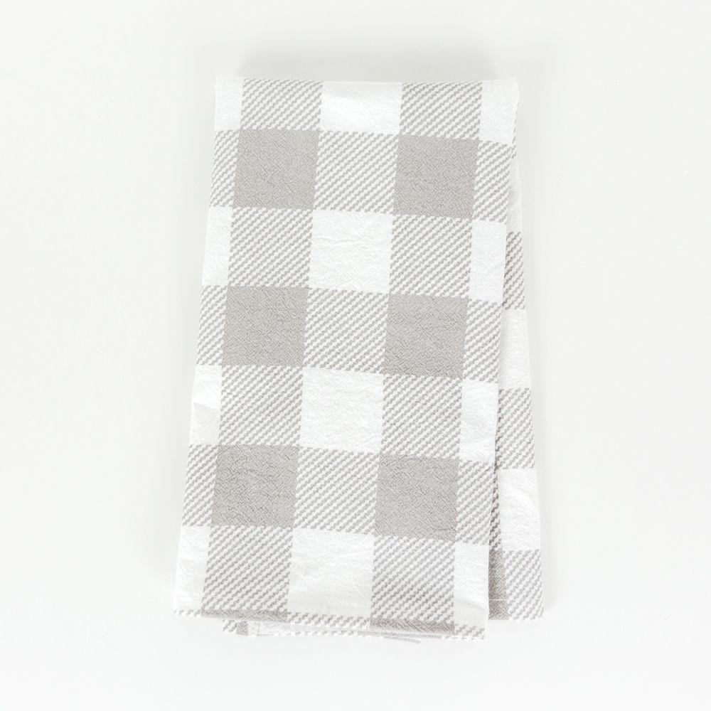 Buffalo Check Tea Hand Towel - Cotton Kitchen Tea Towel, Grey Black White BandsCo Straps
