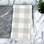 Buffalo Check Tea Hand Towel - Cotton Kitchen Tea Towel, Grey Black White BandsCo Straps