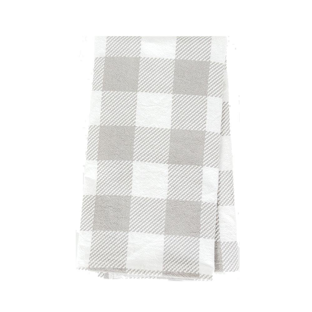 Buffalo Check Tea Hand Towel - Cotton Kitchen Tea Towel, Grey Black White BandsCo Straps