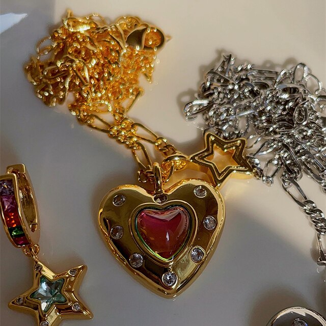 Colorful Heart Star Earrings Pi-Mart