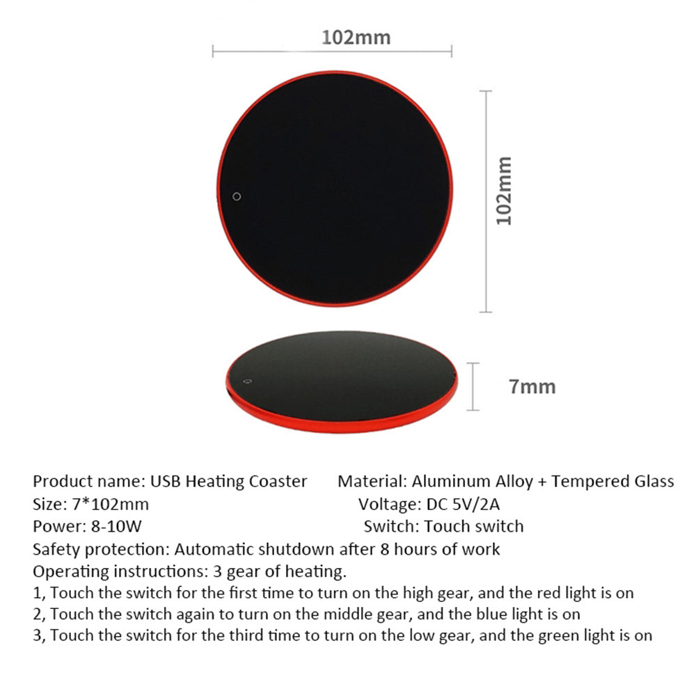 USB Coffee Mug Cup Warmer Milk Tea Water Cup Heating Electric Touch Pad Temperature Adjustable Hot Tea Maker Heater Warmer Pi-Mart
