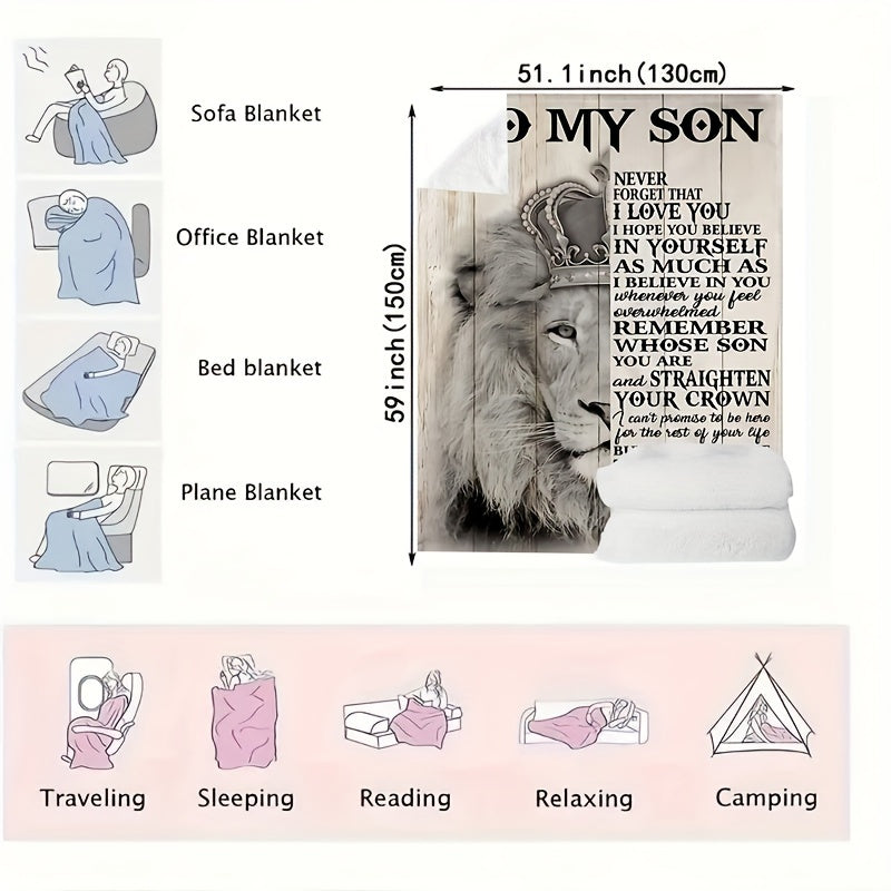 1pc Super Soft Flannel Blanket Gift From Mother To Son Suitable Bedroom Throw Blanket High Definition Printed Soft Blanket For Sofa Couch Office Bed Camping Travelling Lootquake LLC