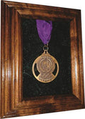 Flag Connections Single Medal Display Case - 5x7 Walnut (Blue Velvet). The Military Gift Store
