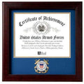 US Coast Guard Certificate of Achievement Frame with Medallion - 8 x 10 inch. The Military Gift Store