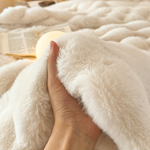 1pc Super Soft Faux Rabbit Fur Blanket - All Seasons Wool Blanket for Bedroom, Office, Camping, and Travel - Warm and Comfortable - Perfect Home Decoration Lootquake LLC