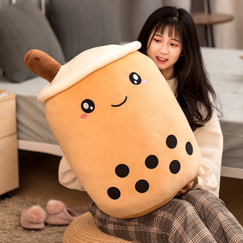 Cute Fruit Drink Plush Stuffed Soft Strawberry Milk Tea Plush Boba Tea Cup Toy Bubble Tea Pillow Cushion Kids Gift Pi-Mart