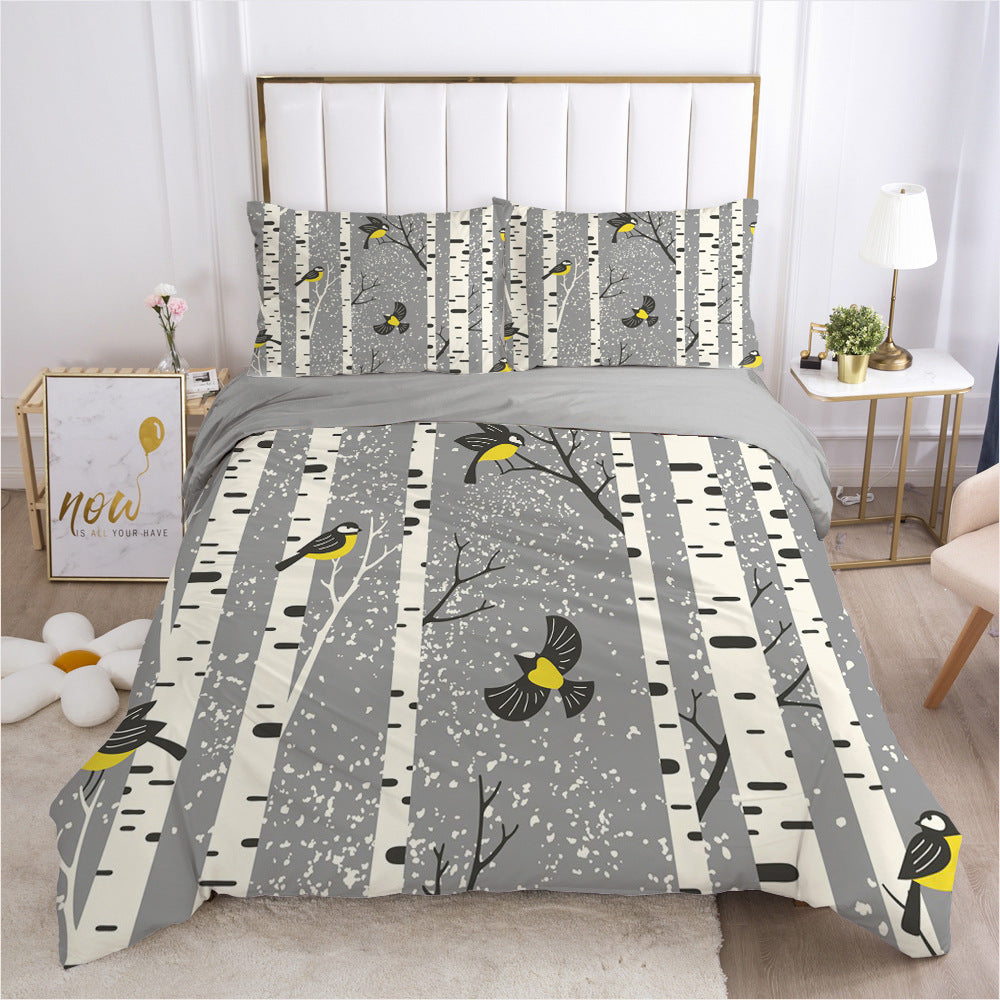 Nordic Spring Bedding Set Green Leaf Quilt Cover Pi-Mart