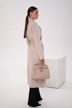 Pre-Order. Re-Stock Ships February 2026. Cambridge Comfort Wraparound Wool Cashmere Coat in Nude - SJB-DIAMOND ELITES