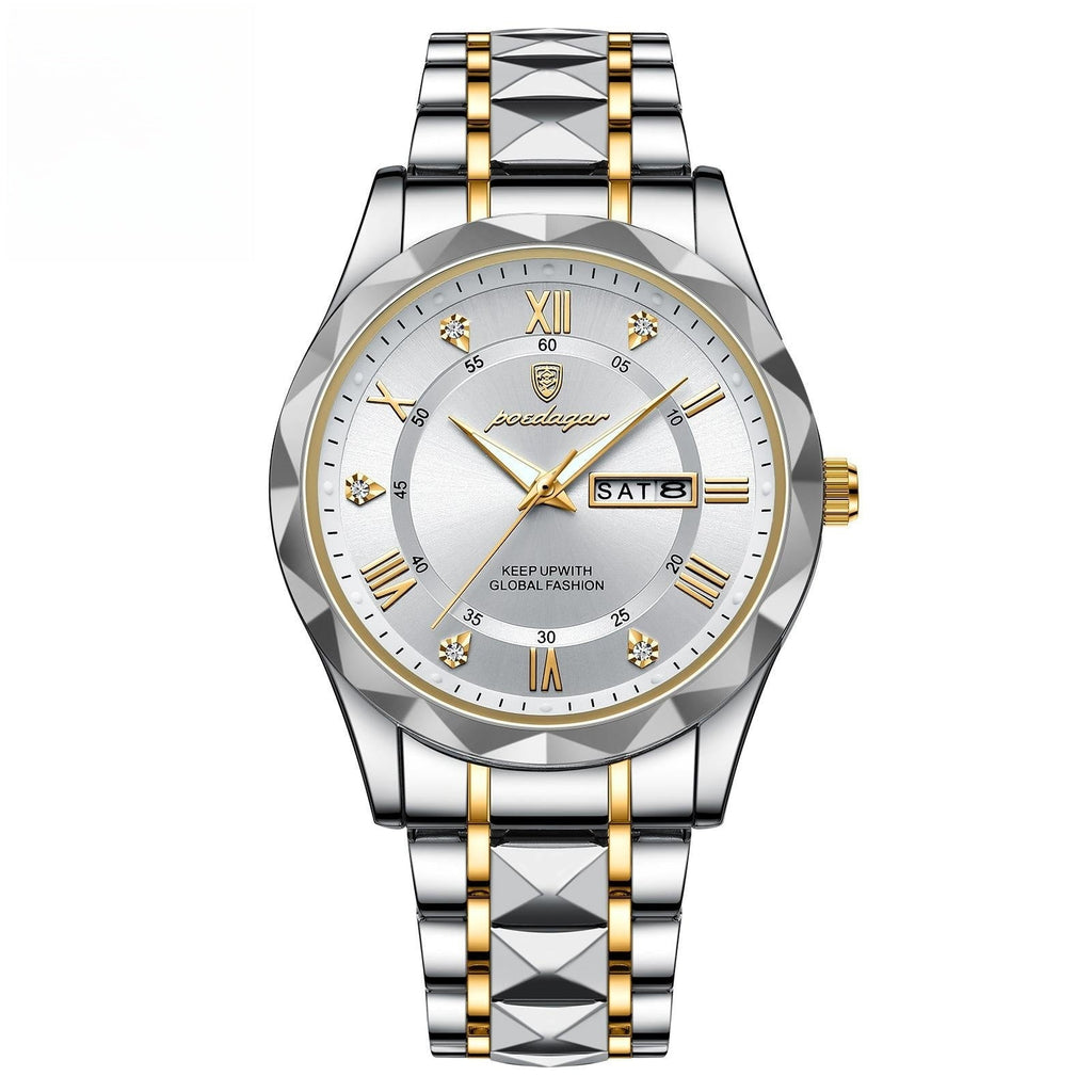 Men's Waterproof Double Calendar Luminous Quartz Watch Pi-Mart