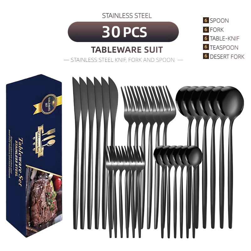 Stainless Steel Knife And Forks 30-piece Tableware Set Suit Pi-Mart