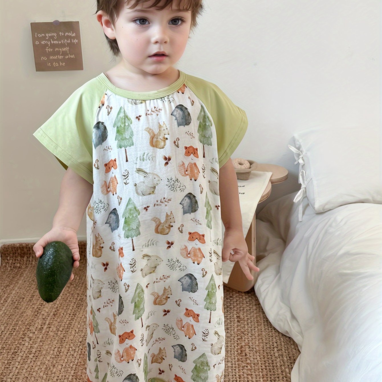 Bamboo Cotton Gauze Cute Animal Print Wearable Blanket, Summer Air Conditioning Sleep Robe