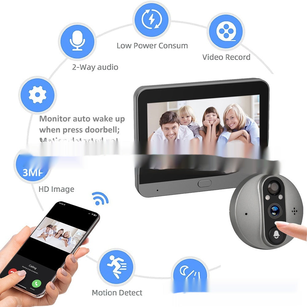 Night Vision Digital Door Viewer Video Doorbell Surveillance Camera 3MP Pi-Mart