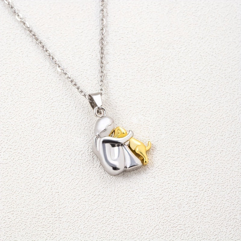 Fashion Little Girl And Dog Hug Necklace Pi-Mart