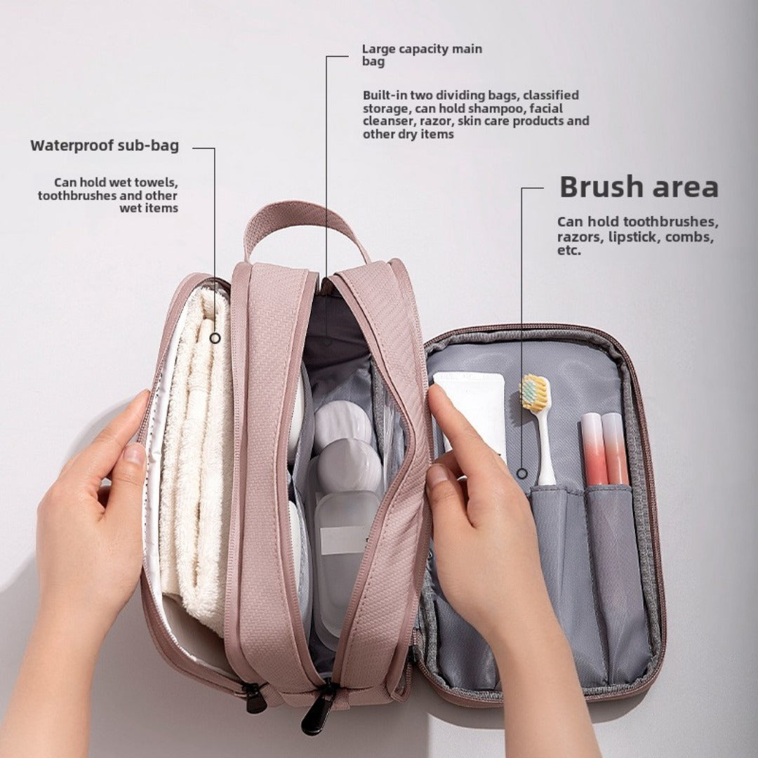 Cosmetic bag, business trip toiletries storage bag, three-layer dry and wet separation men's toilet bag, makeup bag organizer,Makeup bag with compartments, - SJB-DIAMOND ELITES