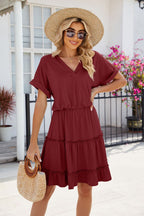 Short Sleeve Tiered Mini Dress Feminine & Flowy Modern Women Summer Dress