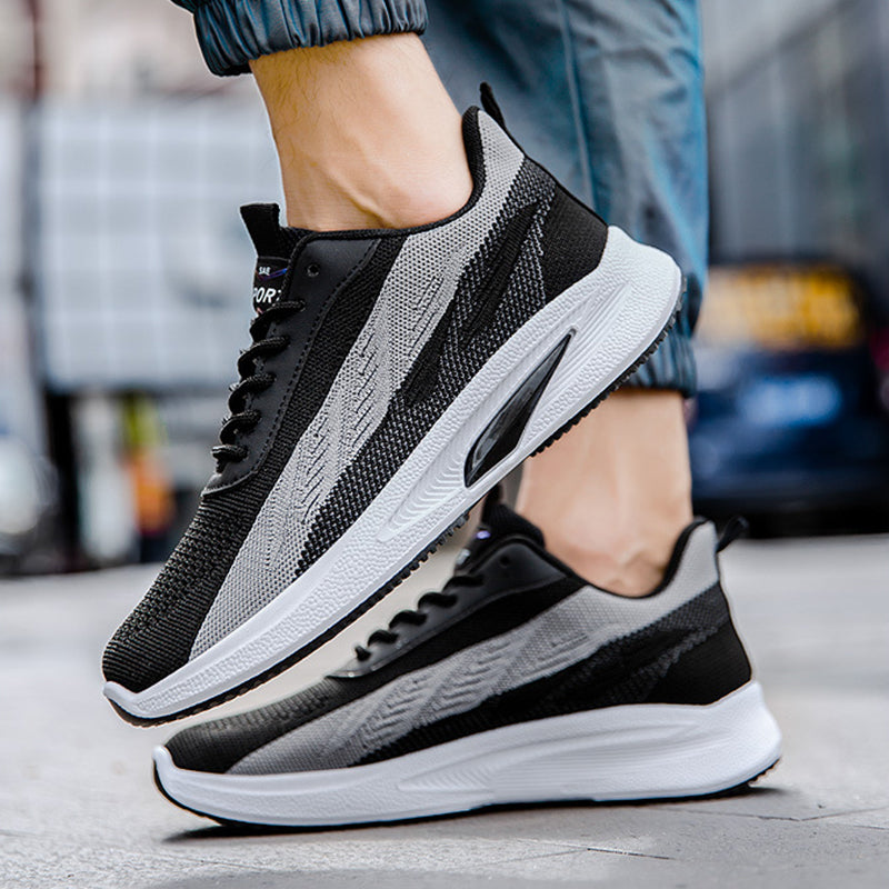 Color-blocked Mesh Sneakers Men Breathable Comfortable Casual Fashion Lace Up Wear-resistant Walking Running Sports Shoes Pi-Mart