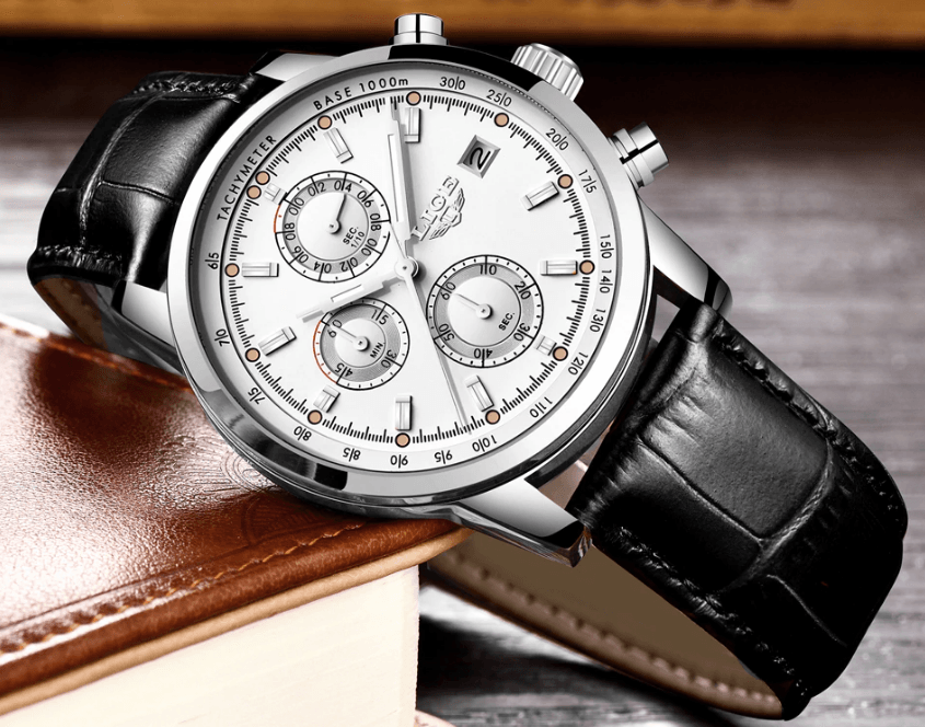Men's  Waterproof Watch With Chronometers Date Display And Fluorescent Pointers Excellent Look Perfect Gift Stevvex