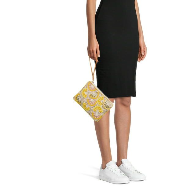 Lulu Women's Sequin Polyester Wristlet Lemon