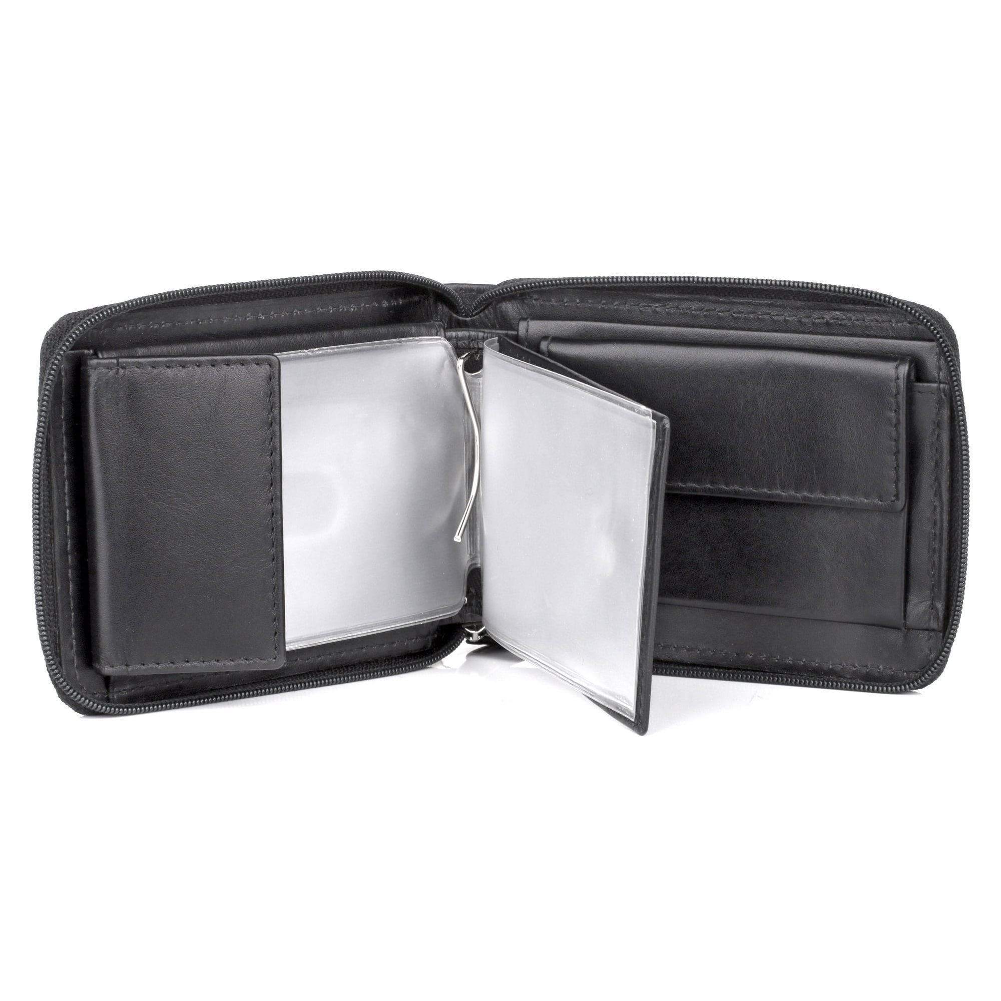 Dopp Men's Regatta Zip-Around Billfold with Zip Bill Compartment Leather, Black