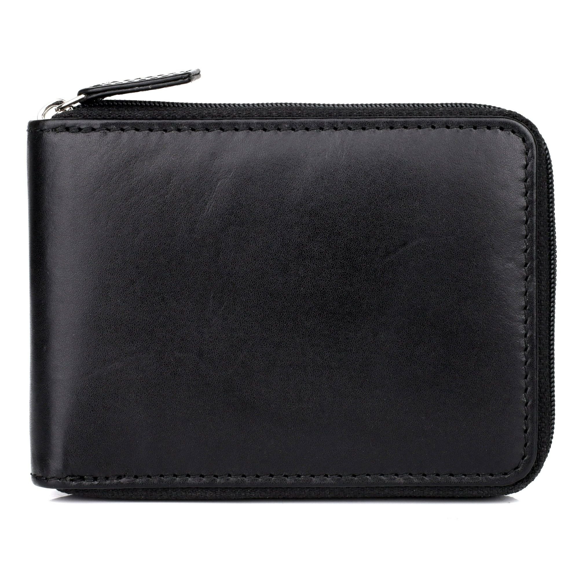 Dopp Men's Regatta Zip-Around Billfold with Zip Bill Compartment Leather, Black