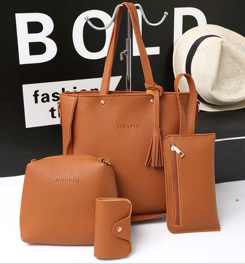 Women Bag Set Top-Handle Big Capacity Female Tassel Handbag Fashion Shoulder Bag Ladies PU Leather Crossbody Bag bolsas feminin Pi-Mart