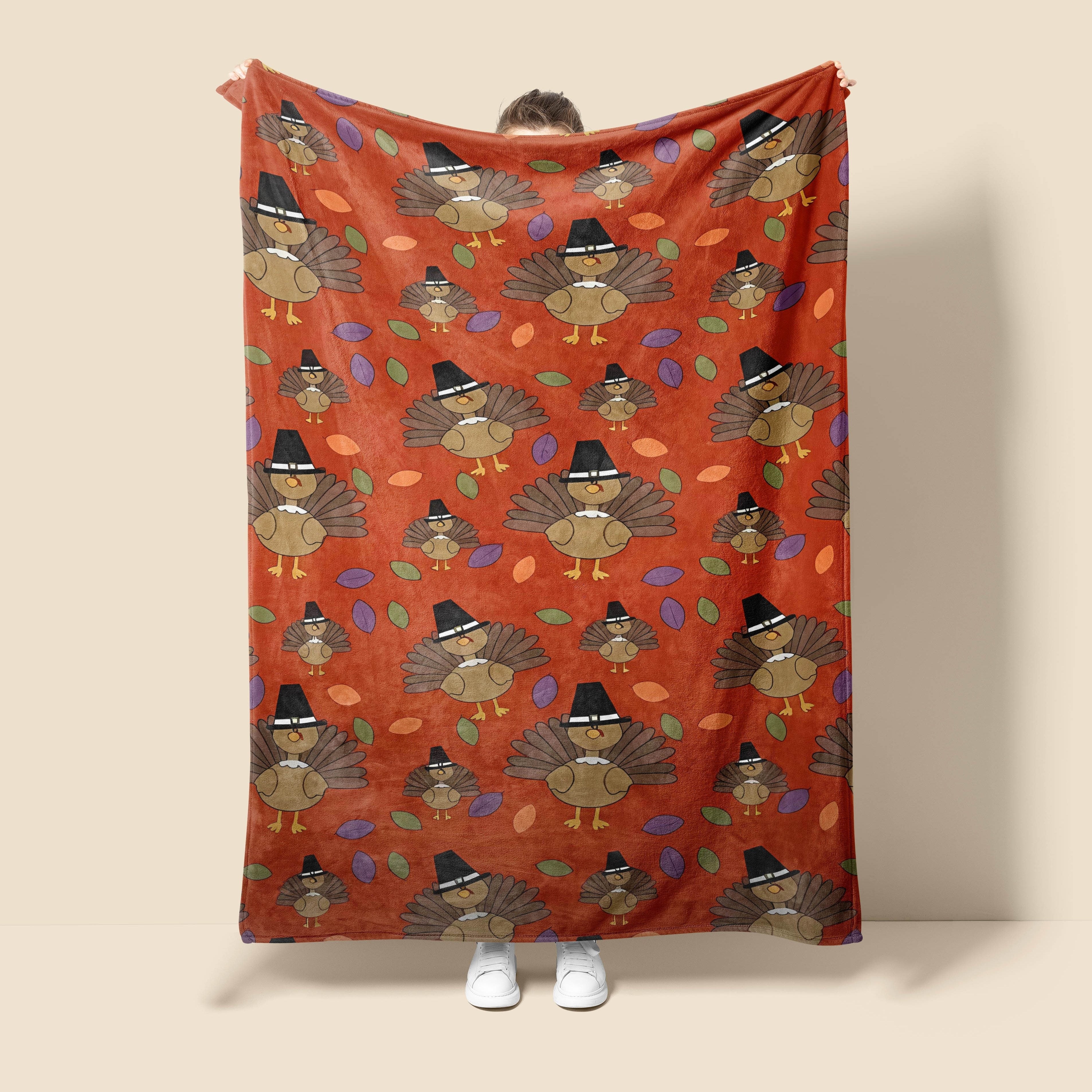 1pc Thanksgiving Turkey Print Flannel Blanket, Soft Warm Throw Blanket Nap Blanket For Couch Sofa Office Bed Camping Travel, Multi-purpose Gift Blanket For All Season Lootquake LLC