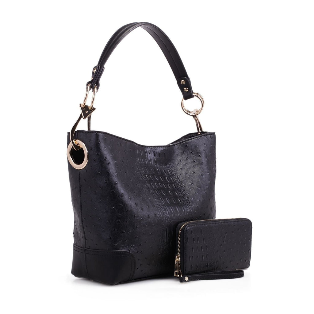 MKF Collection Wandy Soft Vegan Leather Women's Hobo Bag & Wallet Set by Mia K. - (Color Black)