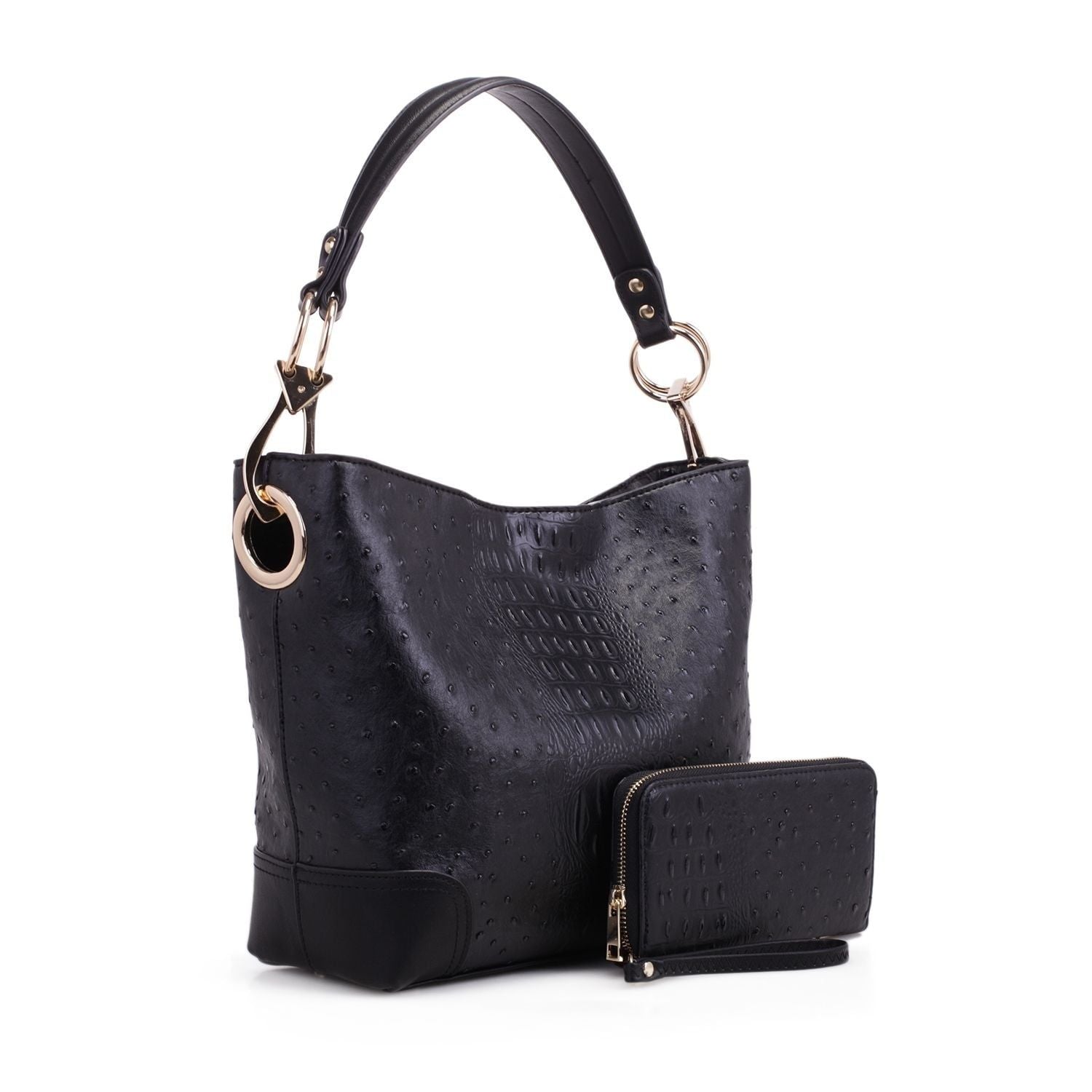 MKF Collection Wandy Soft Vegan Leather Women's Hobo Bag & Wallet Set by Mia K. - (Color Black)
