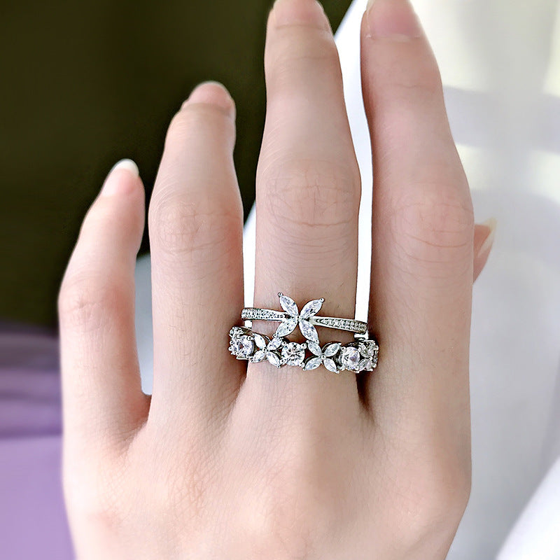 Diamond Ring Silver Plated Small Diamonds
