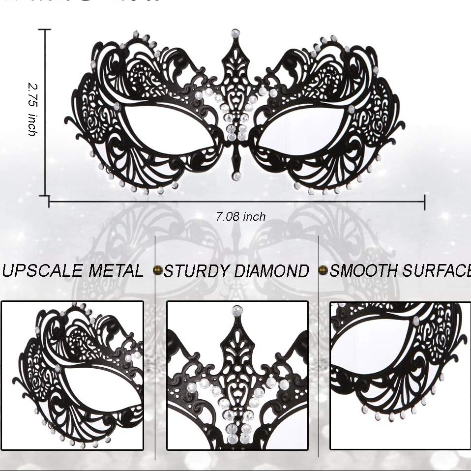 Mask for Women Venetian Metal Party For Carnival Halloween Costume Cosplay - SJB-DIAMOND ELITES