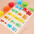 Children's Wooden Fine Action Digital Clip Beads Operation Board Digital Cognitive Color Matching Early Educational Toys Pi-Mart