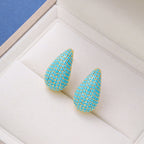 Micro-inlaid Diamond Super Flash Water Drop Ear Studs Light Luxury High-end Sense Pi-Mart