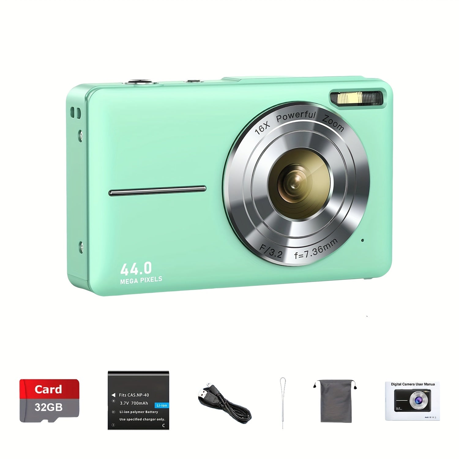 Digital Camera, Camkory FHD 1080P Camera 44MP Point and Shoot Digital Cameras with 32GB SD Card, 16X Zoom, Lanyard, Compact Small Camera, Best Gift for Boys Girls Lootquake LLC
