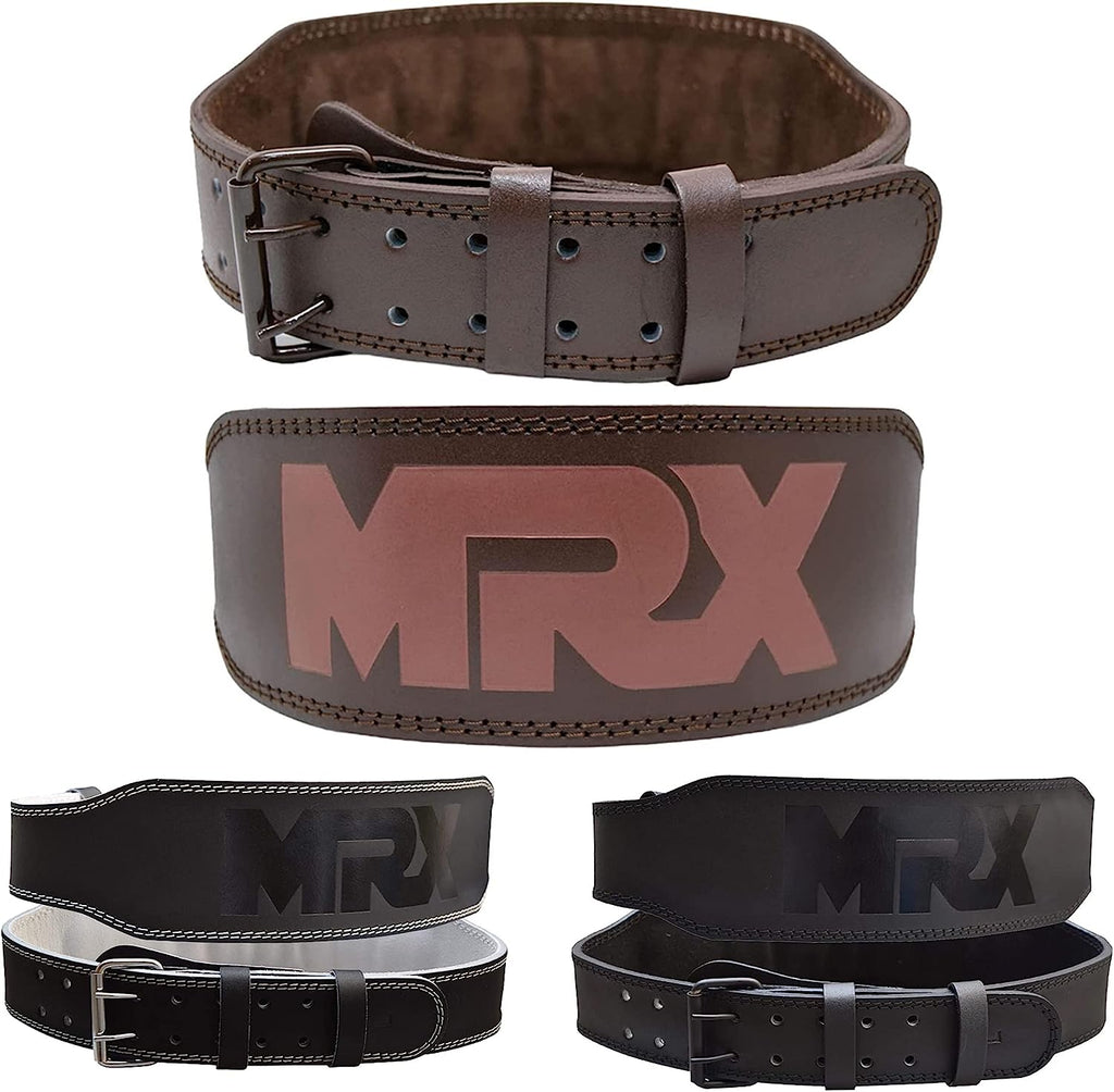 MRX Weight Lifting Belt Leather 4 Inches Wide Back Support Powerlifting Belts for Men Women - SJB-DIAMOND ELITES