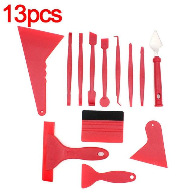 7/13pcs Car Vinyl Film Wrapping Tools Car Sticker Film Scraper Kit Auto Felt Squeegee Scraper Set Knife Decal Plaste Accessories Stevvex