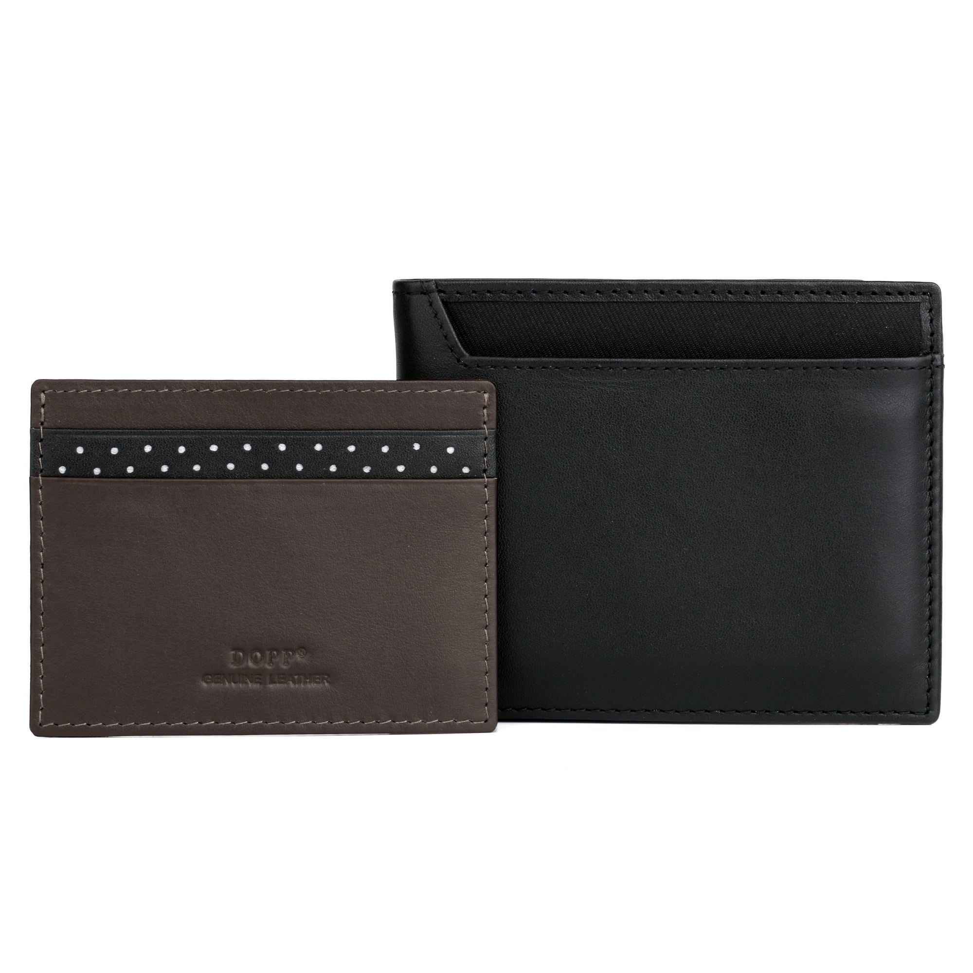 Dopp Men's Alpha RFID ID Convertible Thinfold Leather, Black