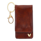 Women's Faux Leather ID Holder with Key Ring, Brown