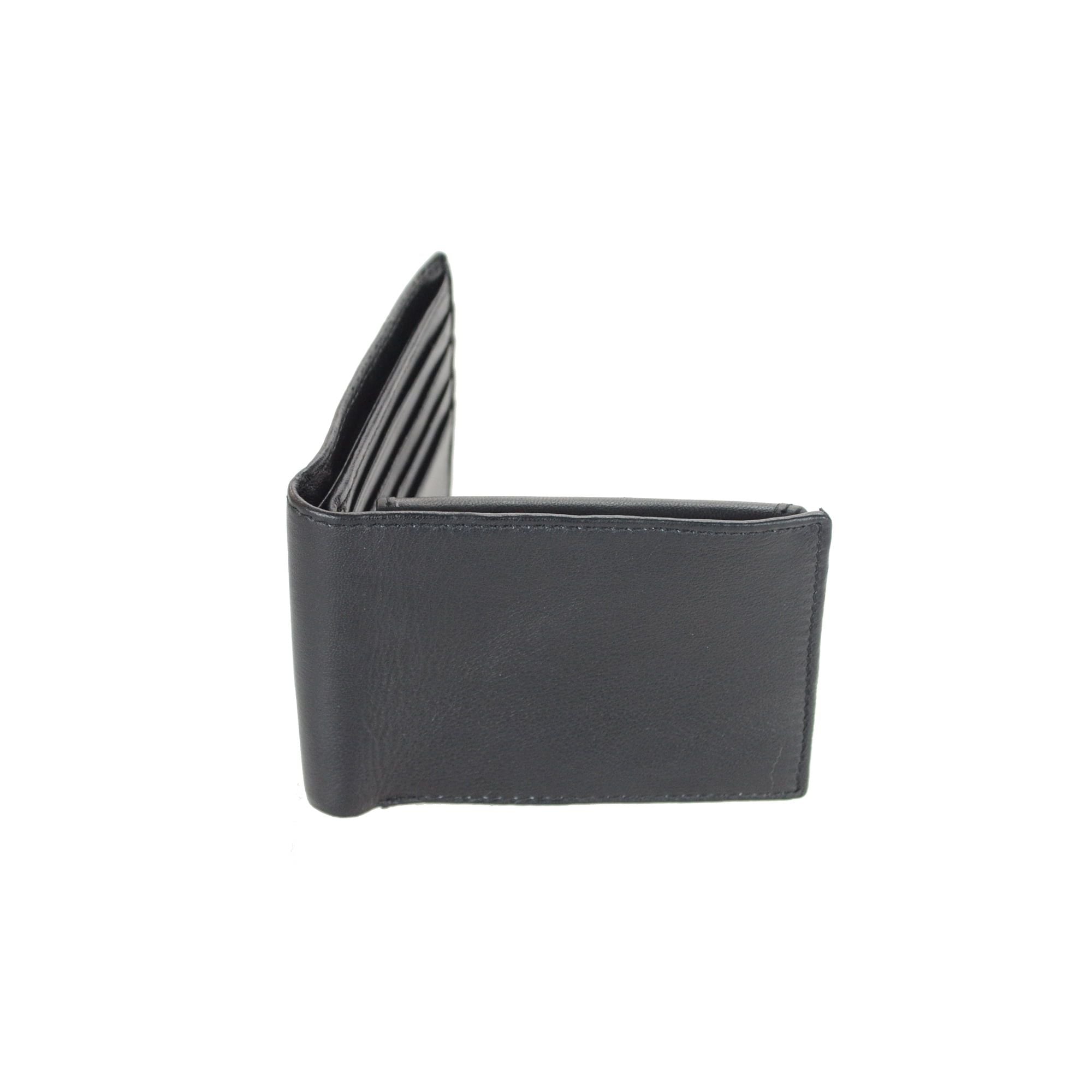 Montauk Leather Club Men's RFID Signal Blocking Genuine Leather Fixed Passcase with Gift Box