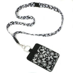 ESSENTIALS Brand Black And White Flutter Lanyard with ID Pocket