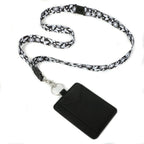 ESSENTIALS Brand Black And White Flutter Lanyard with ID Pocket