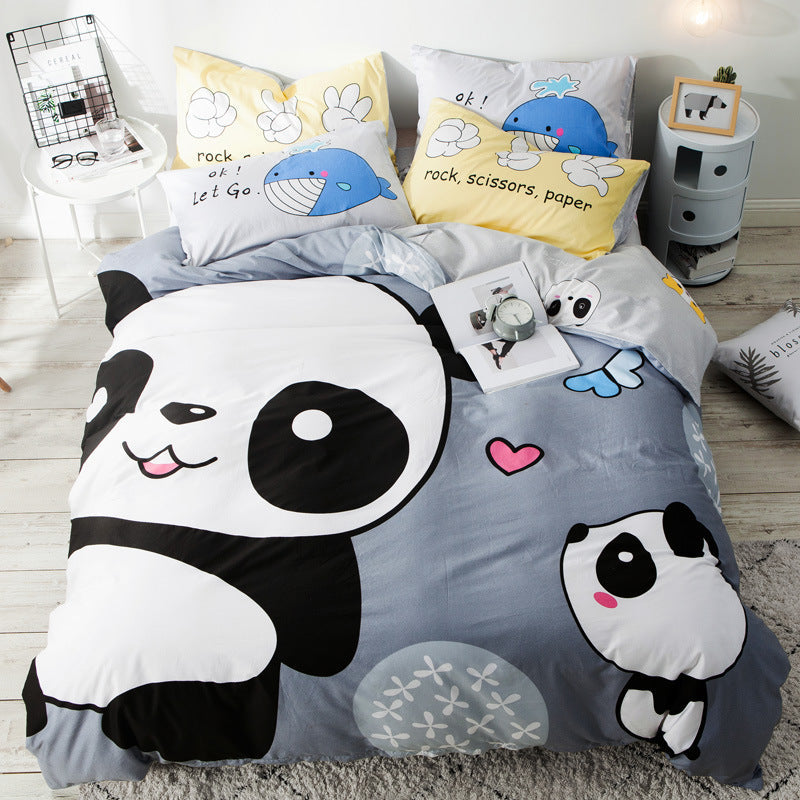 Cartoon four-piece cotton duvet cover Pi-Mart