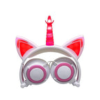 Luxury New Popular Esonstyle Kids Headphones Over Ear with LED Glowing Cat Ears,Safe Wired Kids Headsets 85dB Volume Limited, Food Grade Silicone, 3.5mm Aux Jack, Cat-Inspired Purple Headphones for Girls and Kids - SJB-DIAMOND ELITES
