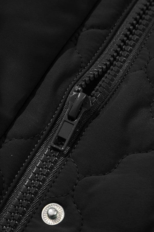 Quilted Zip-Up Snap Button Pocketed Vest