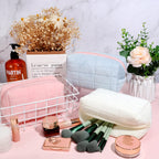 Plush Makeup Bag Checkered Cosmetic Bag Cosmetic Travel Bag Large Zipper Travel Toiletry Bag Portable Multi Functional Capacity Bag Cute Makeup Brushes Storage Bag For Women Pi-Mart