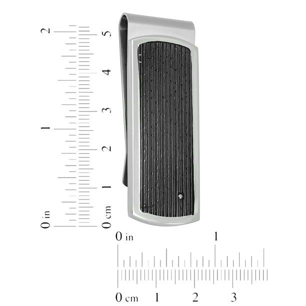 Mens Cubic Zirconia and Stainless Steel Black Ion-Plated Textured Money Clip EasyOptionXY LLC