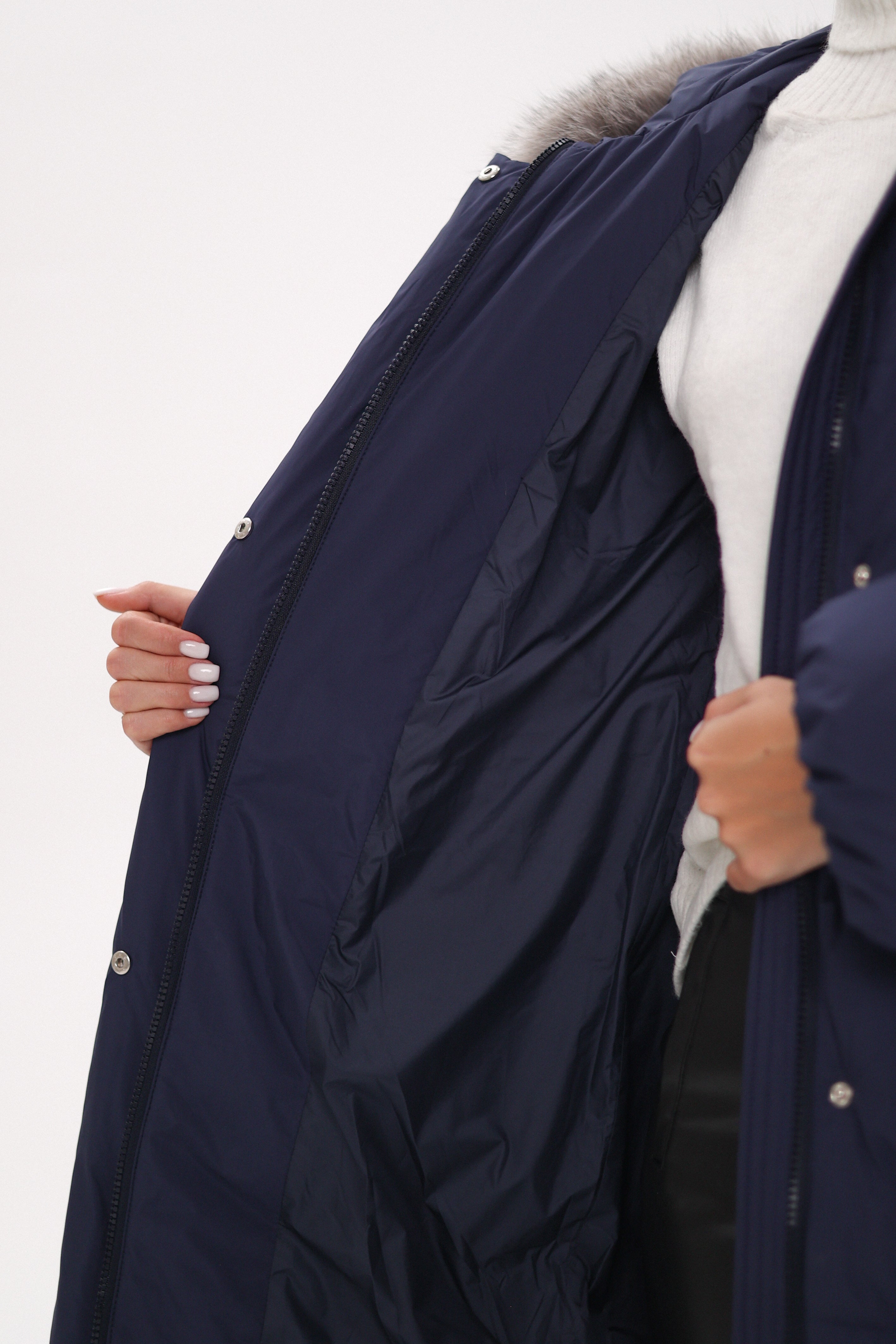 Genuine Silver Fox Down Fill Coat - SJB-DIAMOND ELITES