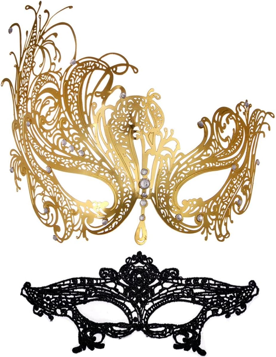 Masquerade Mask for Women Shiny Rhinestone Venetian Party Prom Ball Metal Mask - SJB-DIAMOND ELITES