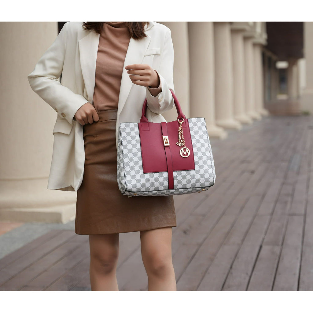 MKF Collection Yuliana Circular Print Satchel Handbag with Wallet by Mia K - 2 pieces (Color Red) EasyOptionXY LLC
